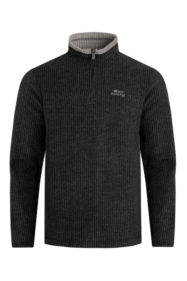 Weird Fish Weird Fish Men's Newark 1/4 Zip Grid Fleece in Jet Black - 2