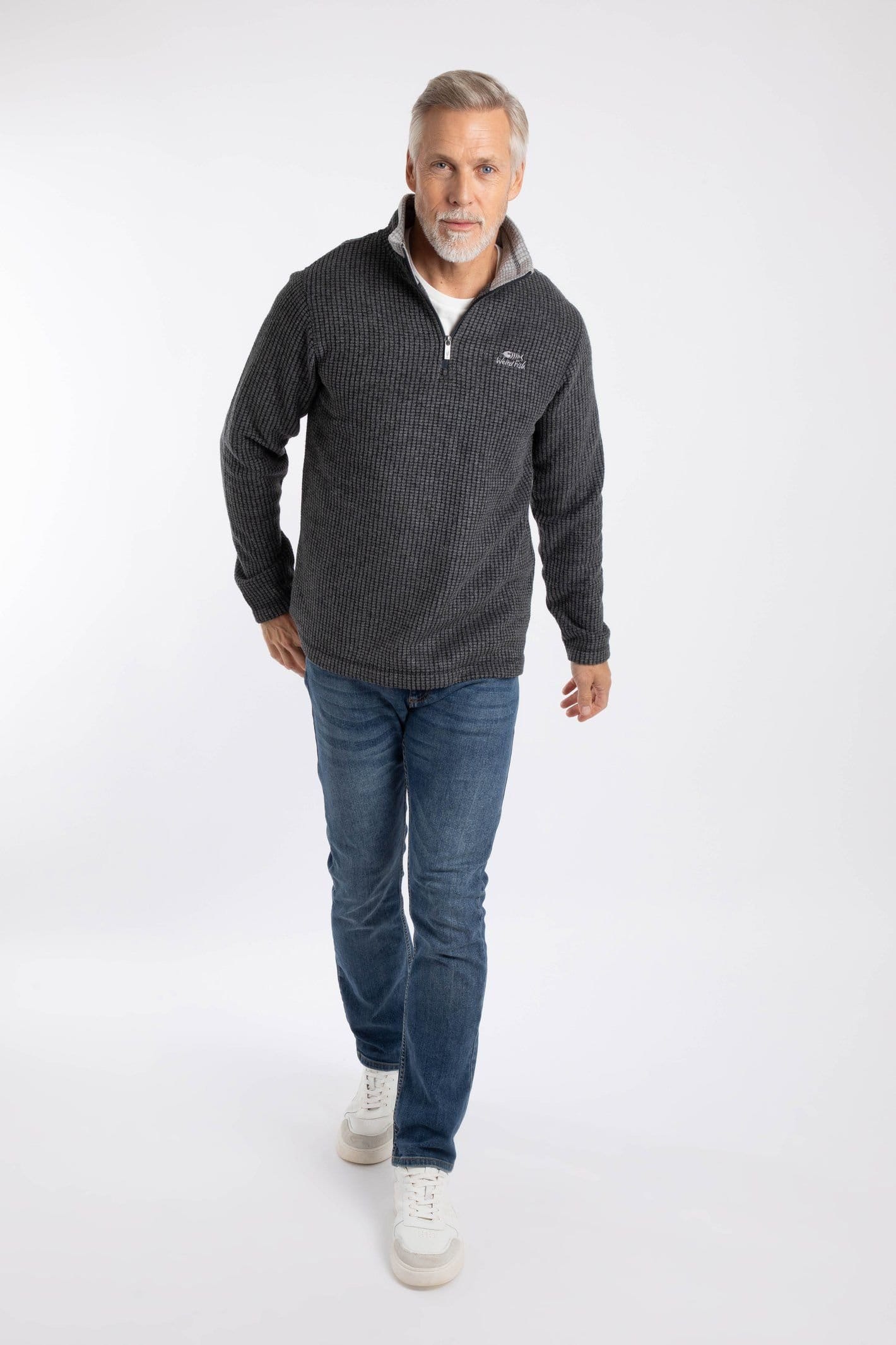 Weird Fish Weird Fish Men's Newark 1/4 Zip Grid Fleece in Jet Black - 4
