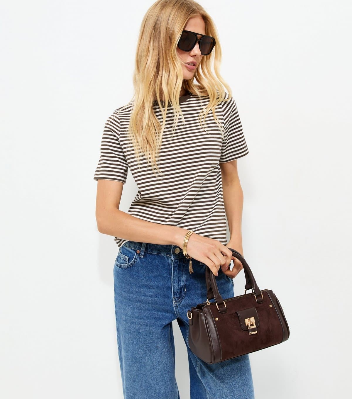 New Look New Look Cream Heavyweight Cotton Striped T-Shirt