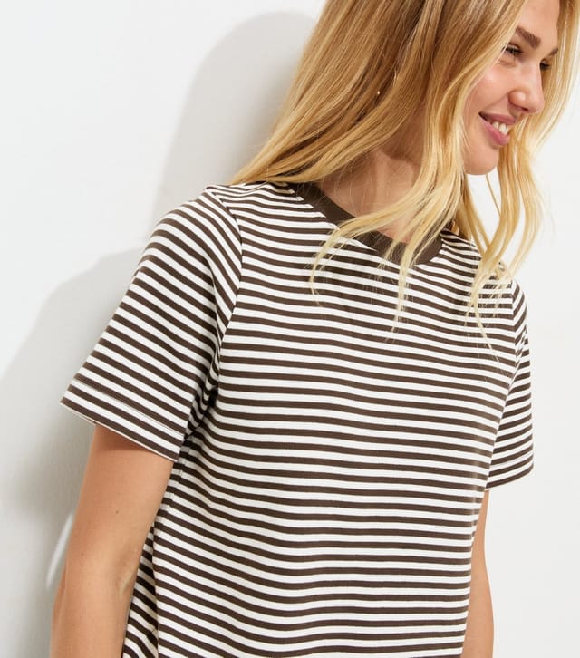 New Look Women's Premium Cream Heavyweight Cotton Striped T-Shirt New Look - 3