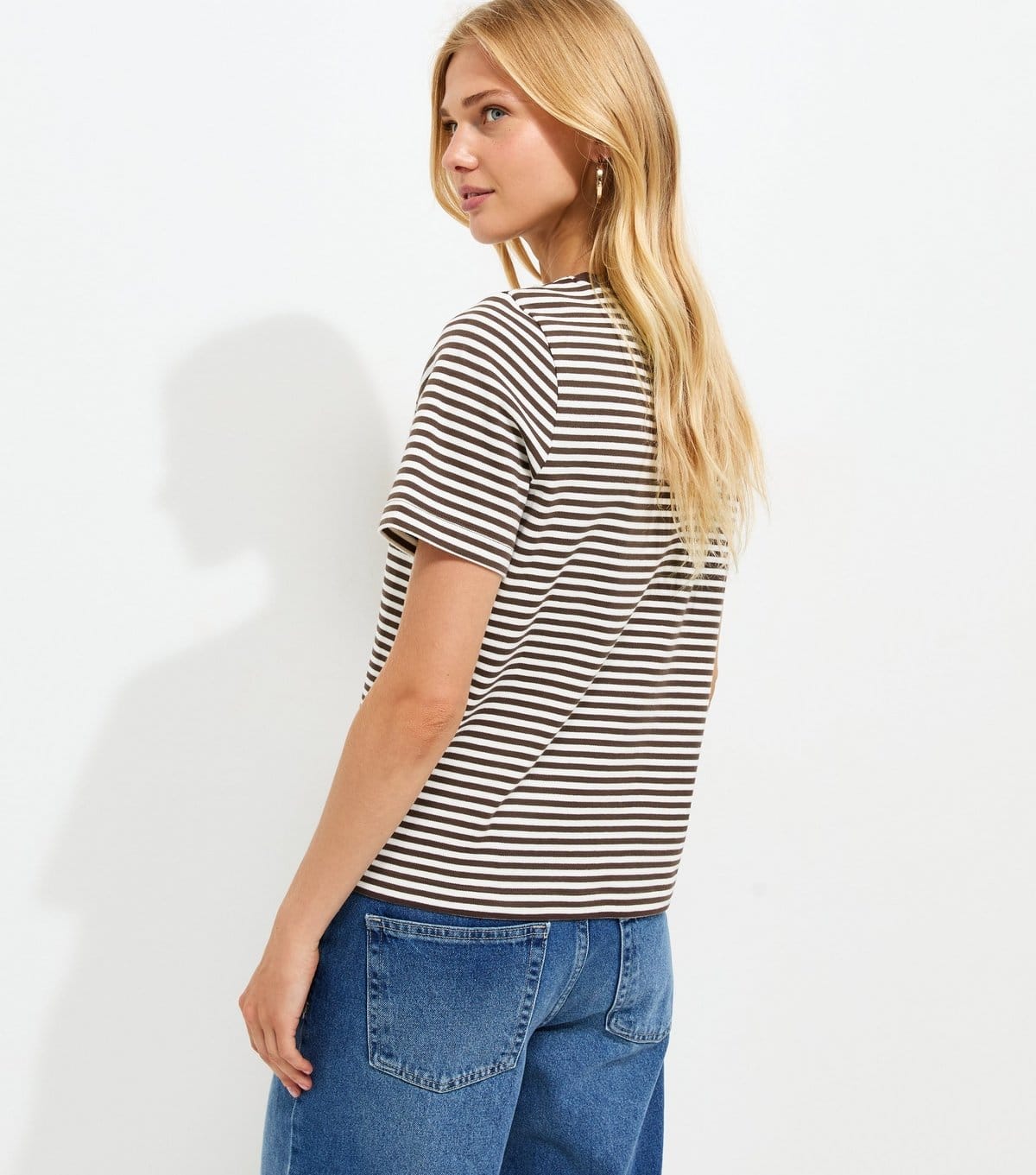 New Look Women's Premium Cream Heavyweight Cotton Striped T-Shirt New Look - 4