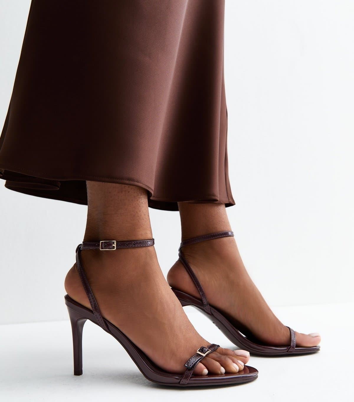 New Look New Look Burgundy Faux Leather Stiletto Sandals