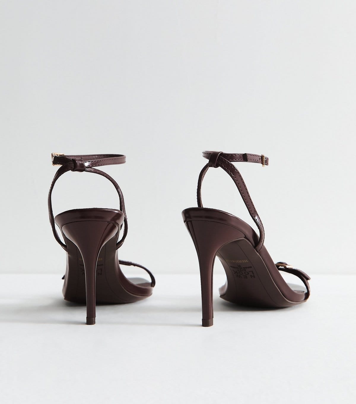 New Look Women's Dark Burgundy Faux Leather Buckle Strap Stiletto Sandals Vegan New Look - 4