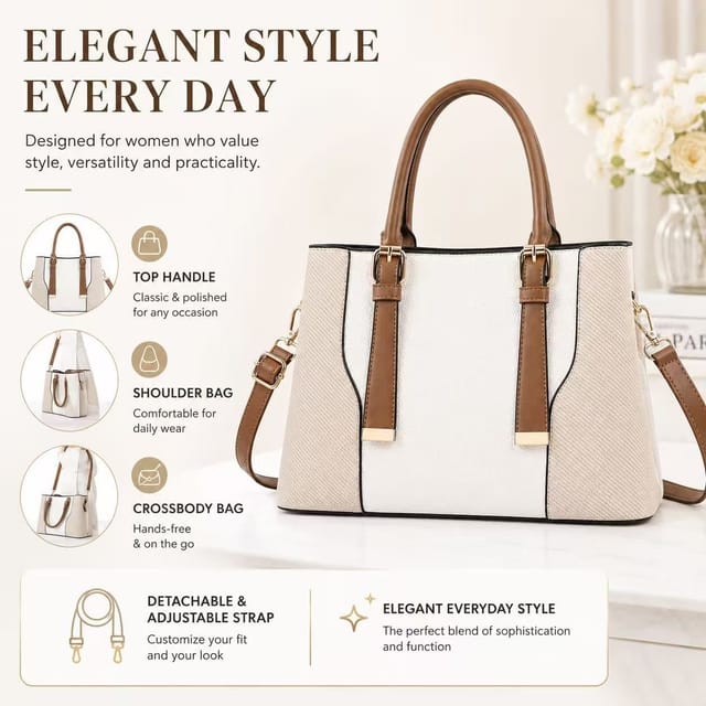 BluCore BluCore Women's Hand bag with Detachable Shoulder Strap in Brown - 3