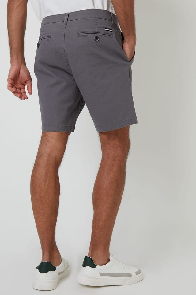 Threadbare Threadbare Men's Cotton Regular Fit Stretch Chino Shorts in Dark Grey - 2