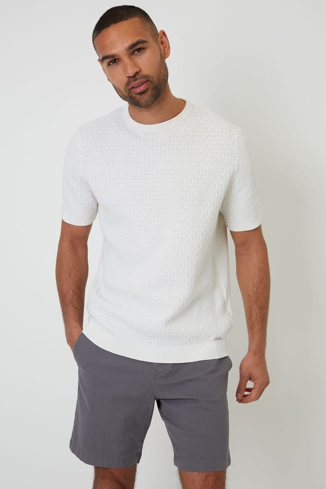 Threadbare Threadbare Men's Cotton Regular Fit Stretch Chino Shorts in Dark Grey - 3