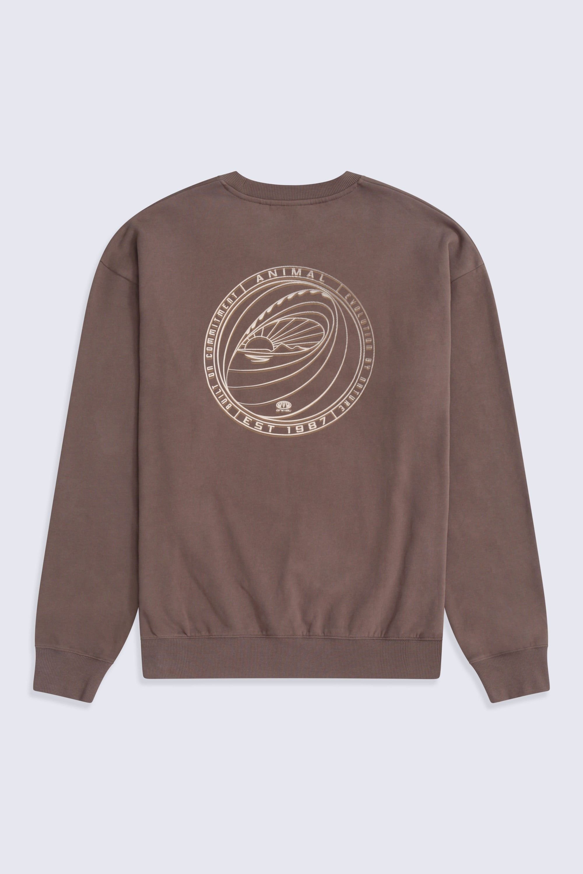 Animal Animal Men's 'Jonah' Ribbed Cuffs Cotton Drop Shoulder Sweatshirt in Brown - 2