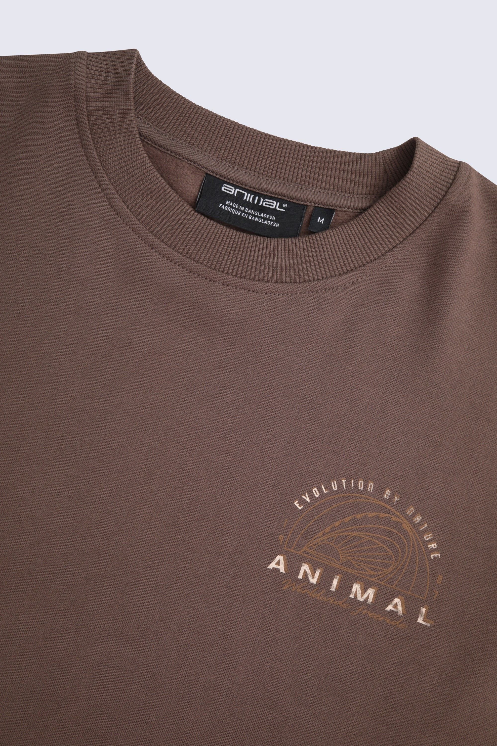 Animal Animal Men's 'Jonah' Ribbed Cuffs Cotton Drop Shoulder Sweatshirt in Brown - 3