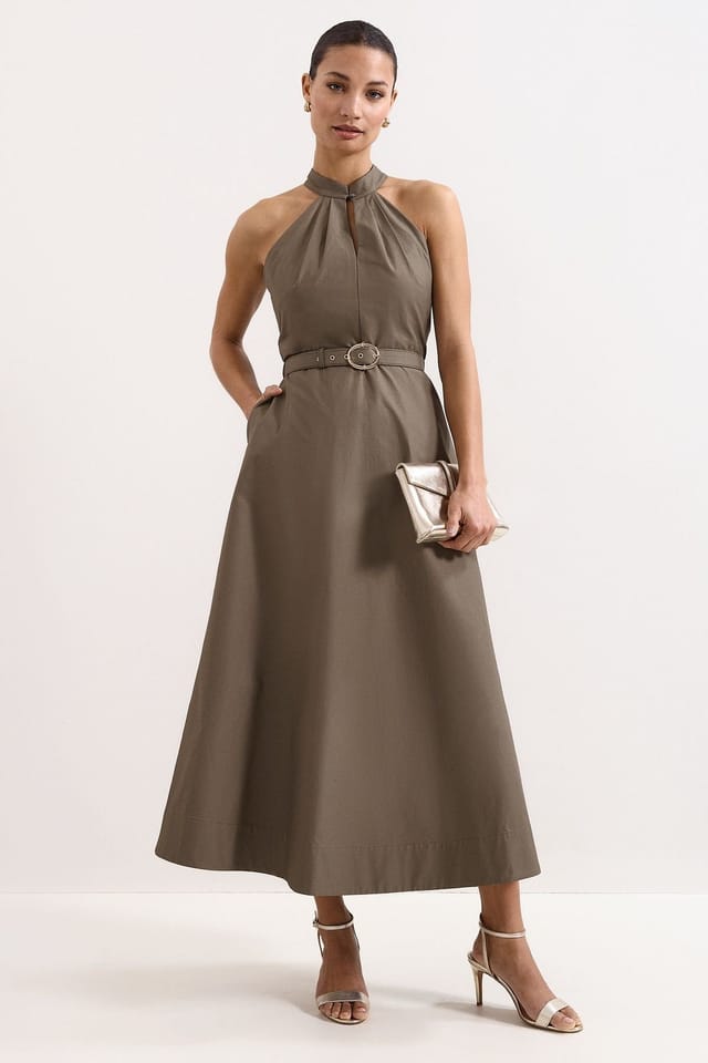 Phase Eight Phase Eight Women's Krystel Halter Dress in Khaki - 3