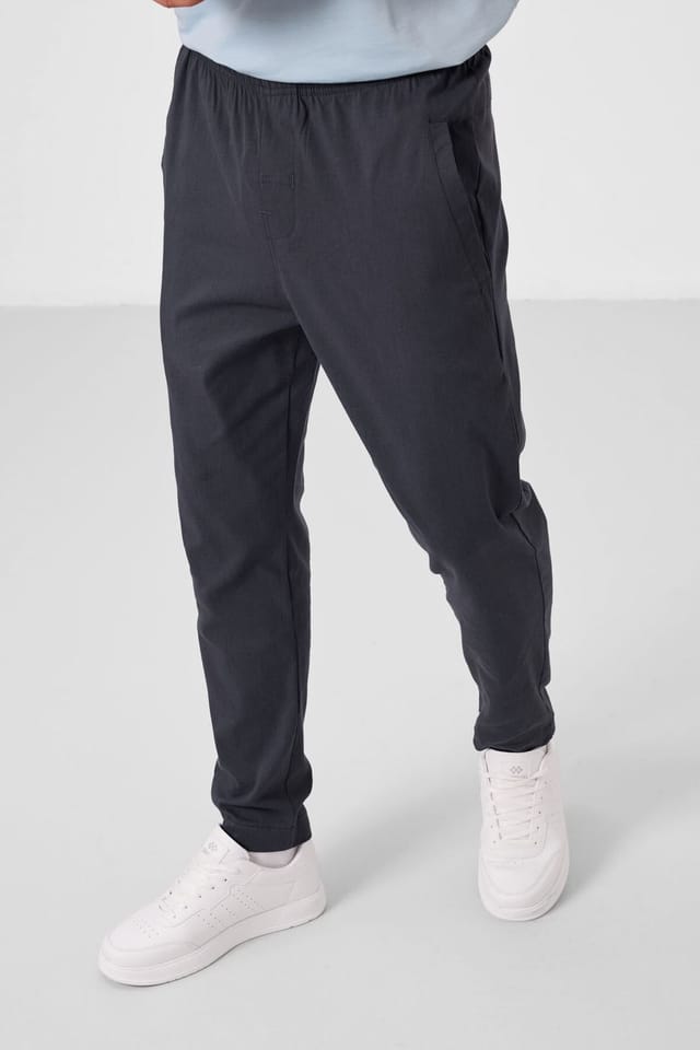 Tommy Life Tommy Life Men's Straight-leg Gabardine Chino Trousers in Charcoal - 2
