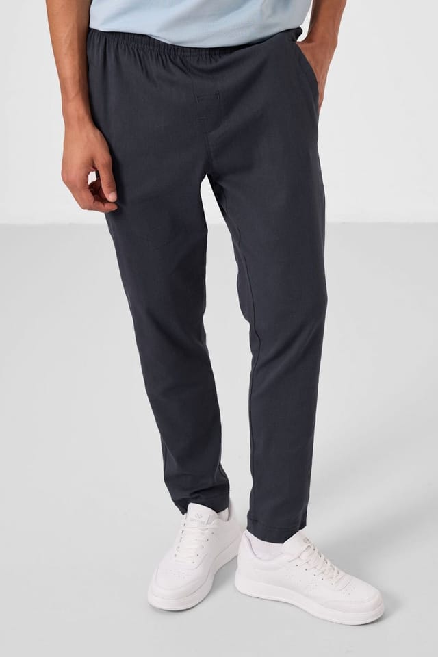 Tommy Life Tommy Life Men's Straight-leg Gabardine Chino Trousers in Charcoal - 3