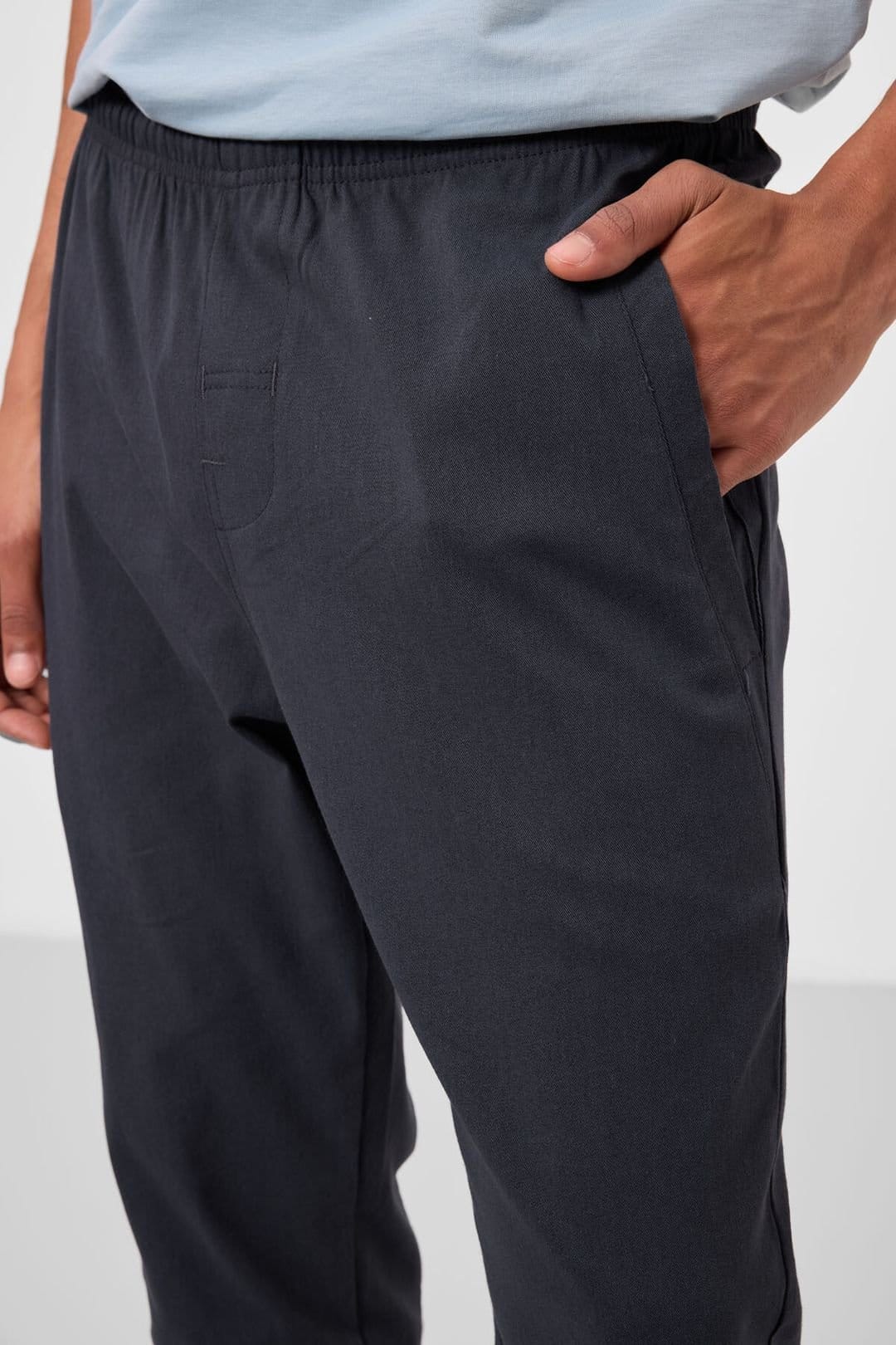 Tommy Life Tommy Life Men's Straight-leg Gabardine Chino Trousers in Charcoal - 4