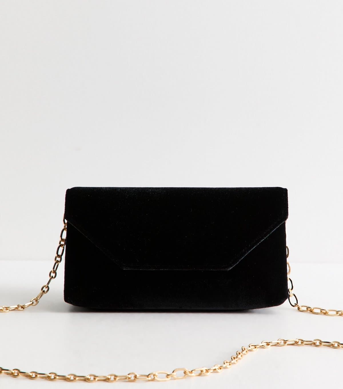 New Look Black Velvet Envelope Clutch Bag New Look