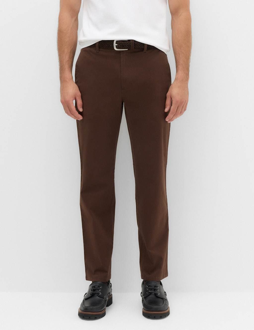 Marks & Spencer M&S Regular Fit Stretch Chinos Rich Brown