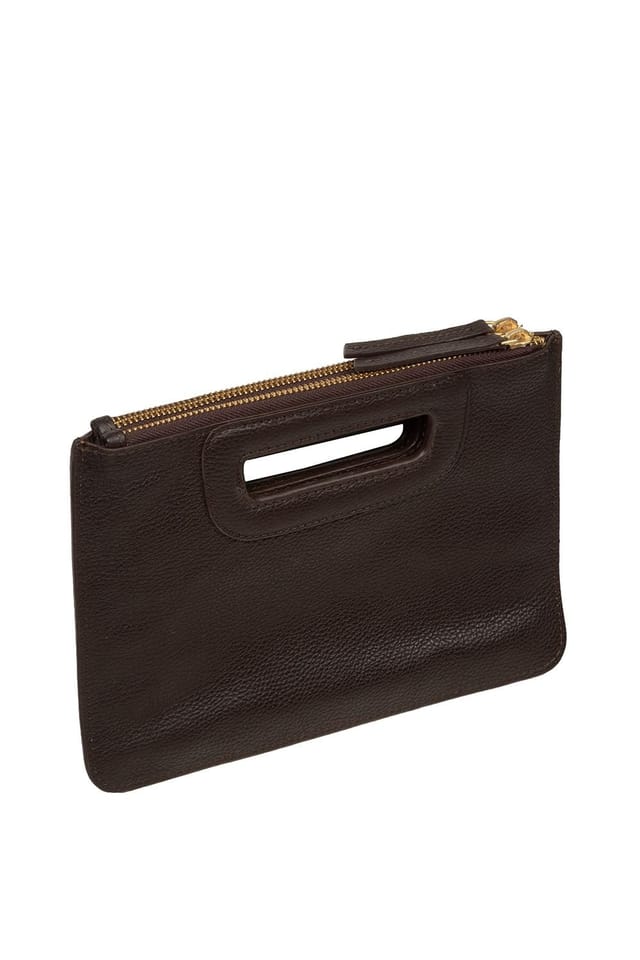 Pure Luxuries London Pure Luxuries London Women's 'Guinevere' Leather Clutch Bag in Dark Brown - 2