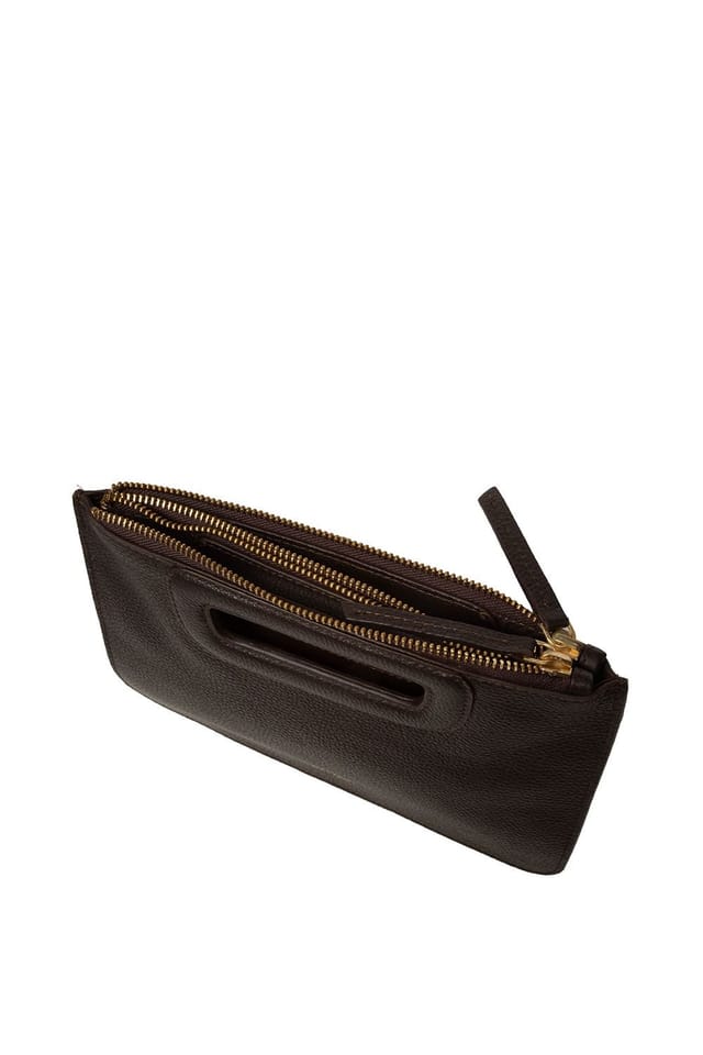 Pure Luxuries London Pure Luxuries London Women's 'Guinevere' Leather Clutch Bag in Dark Brown - 3