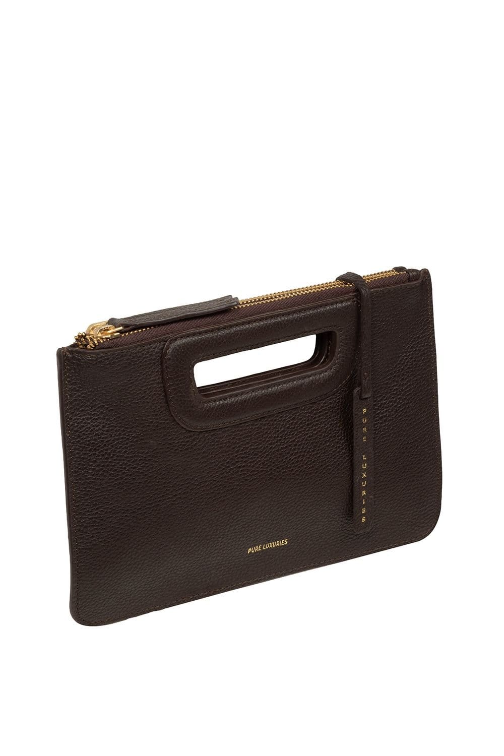 Pure Luxuries London Pure Luxuries London Women's 'Guinevere' Leather Clutch Bag in Dark Brown - 4