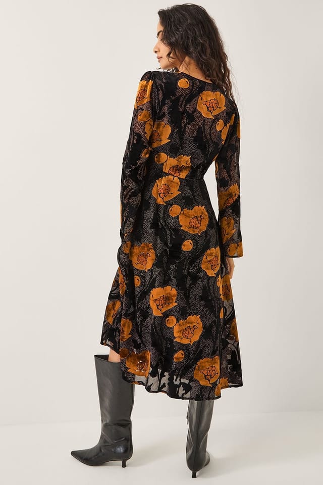 Monsoon Monsoon Women's Reese Devor� Polka Dot Midi Dress Black - 2