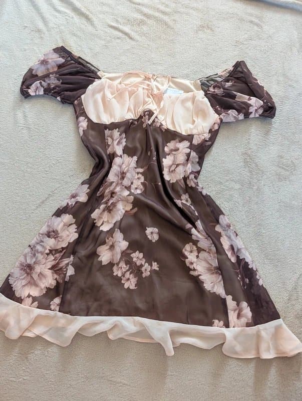 ASOS Design ASOS Design Dusty Pink and Brown Mini Milkmaid Dress