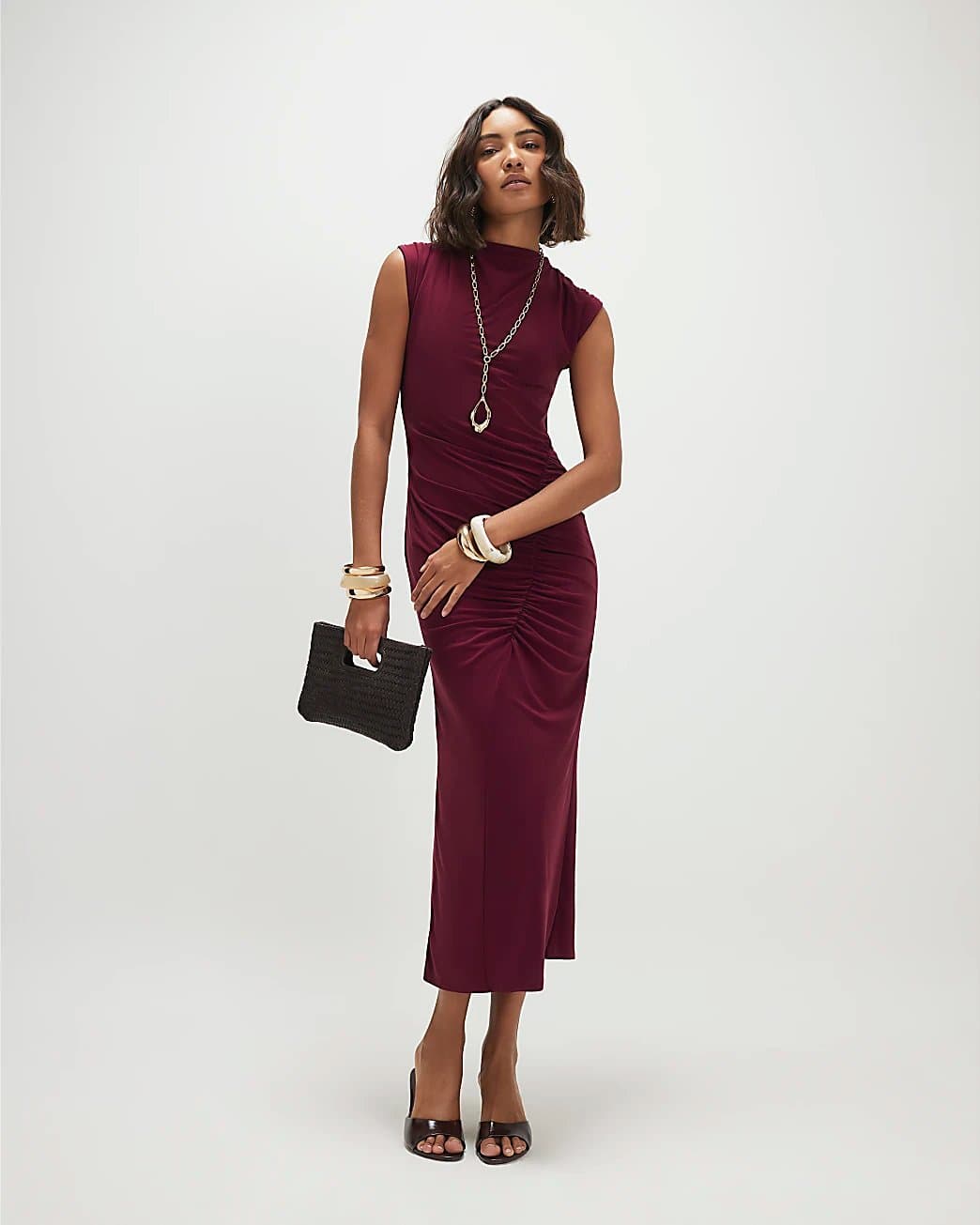 River Island River Island Womens Red Sleeveless Ruched Maxi Dress