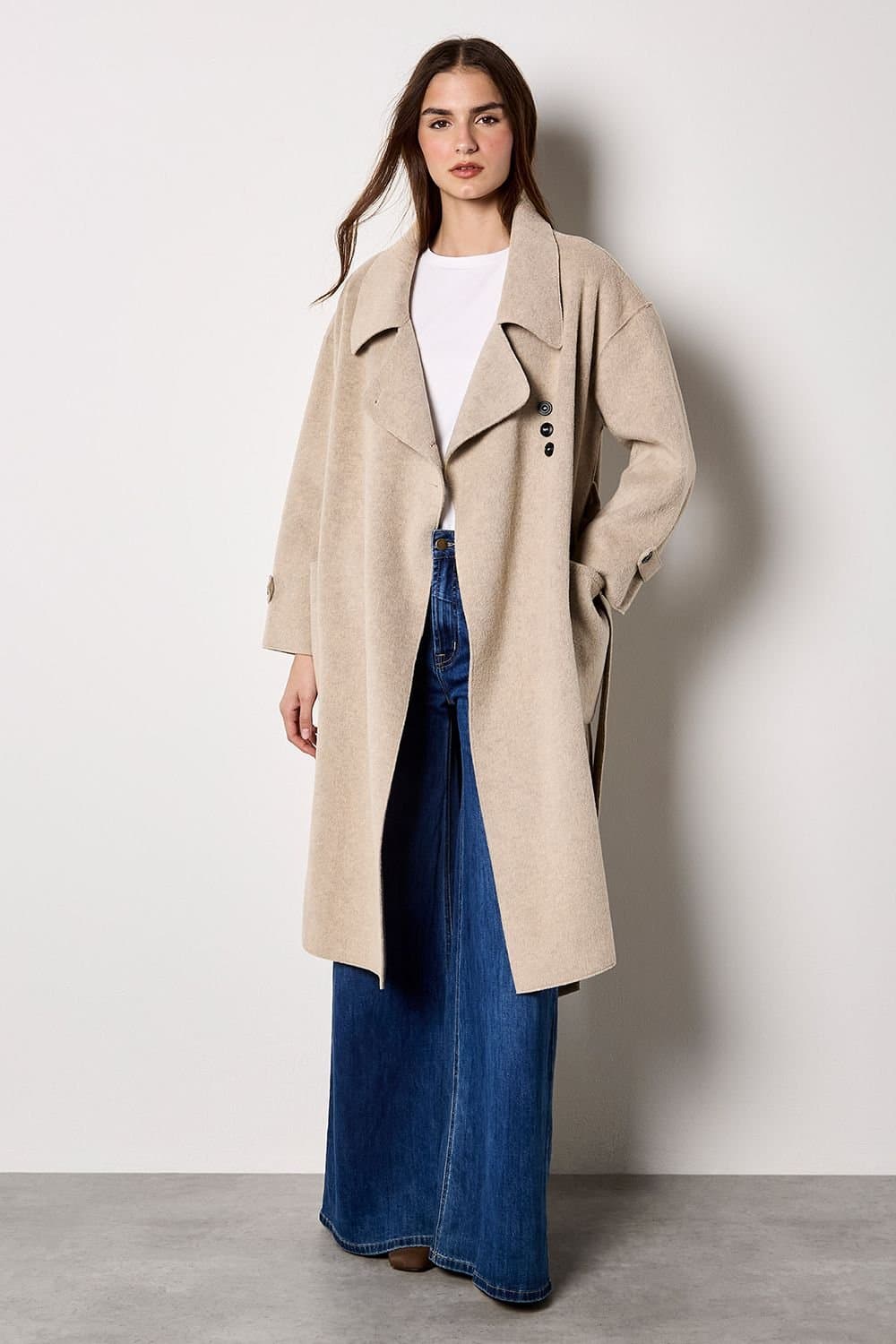 Apricot Apricot Cream Soft-Touch Long Trench Coat