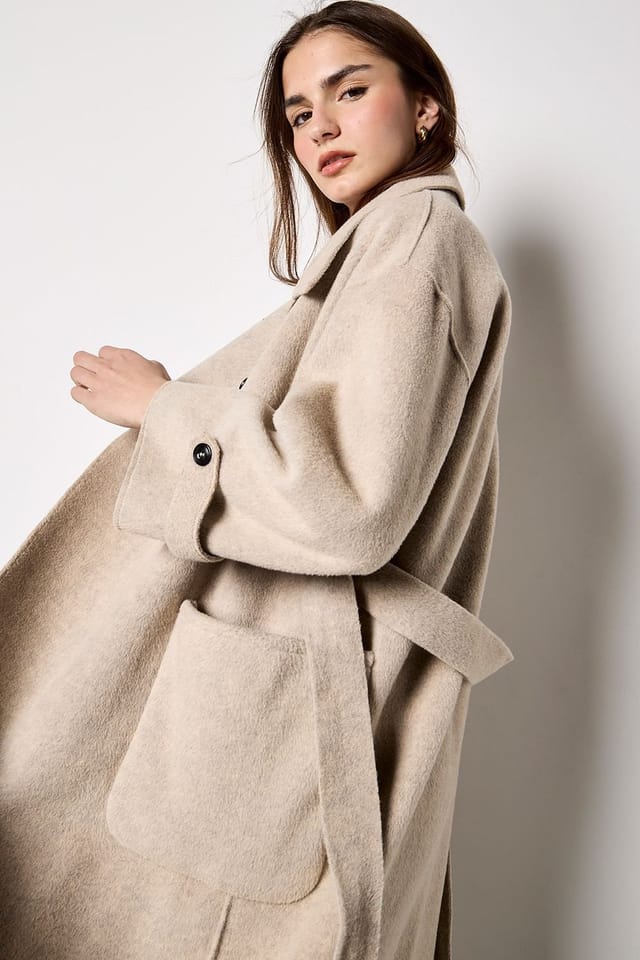 Apricot Apricot Women's Soft-Touch Long Trench Coat in Cream - 2