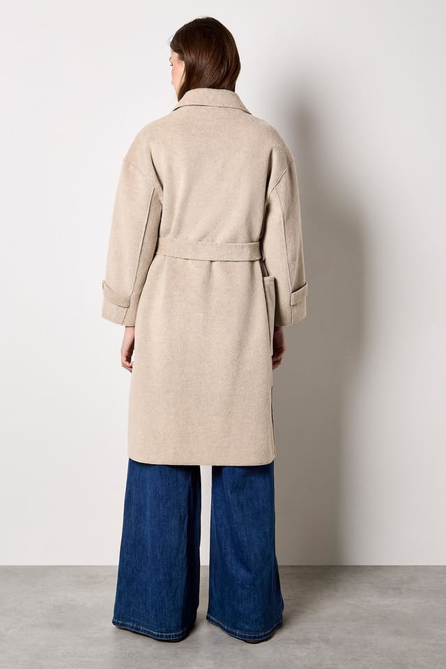 Apricot Apricot Women's Soft-Touch Long Trench Coat in Cream - 3