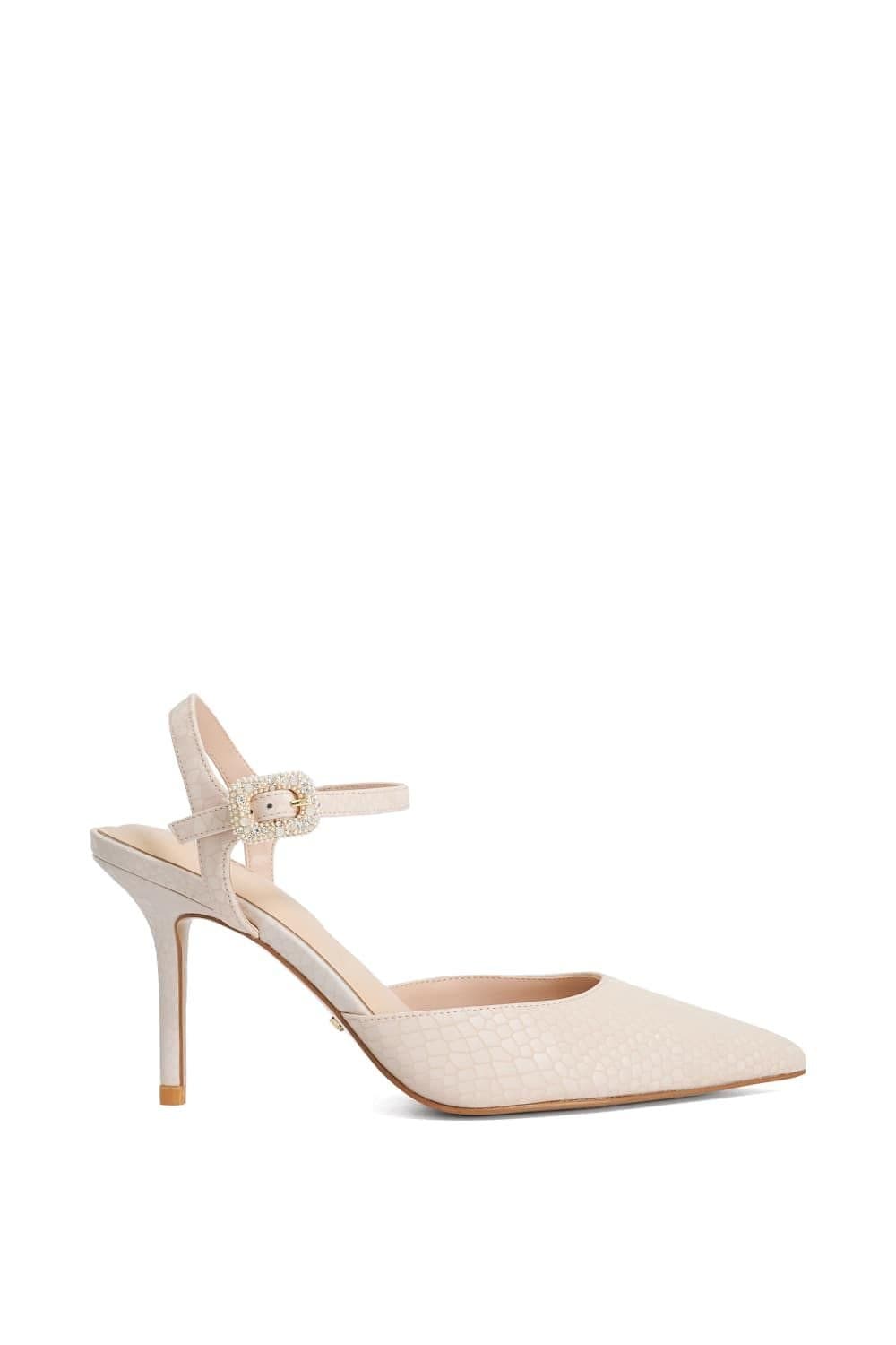 Dune London Dune London Women's Wide Fit 'Channel' Leather Court Shoes in Natural