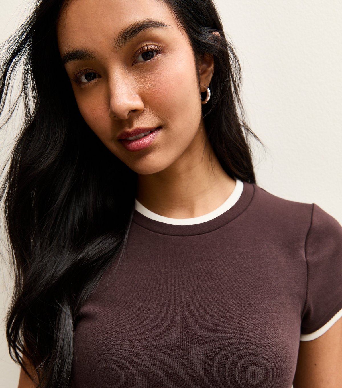 New Look Women's Brown Contrast Edge Baby Tee New Look - 2