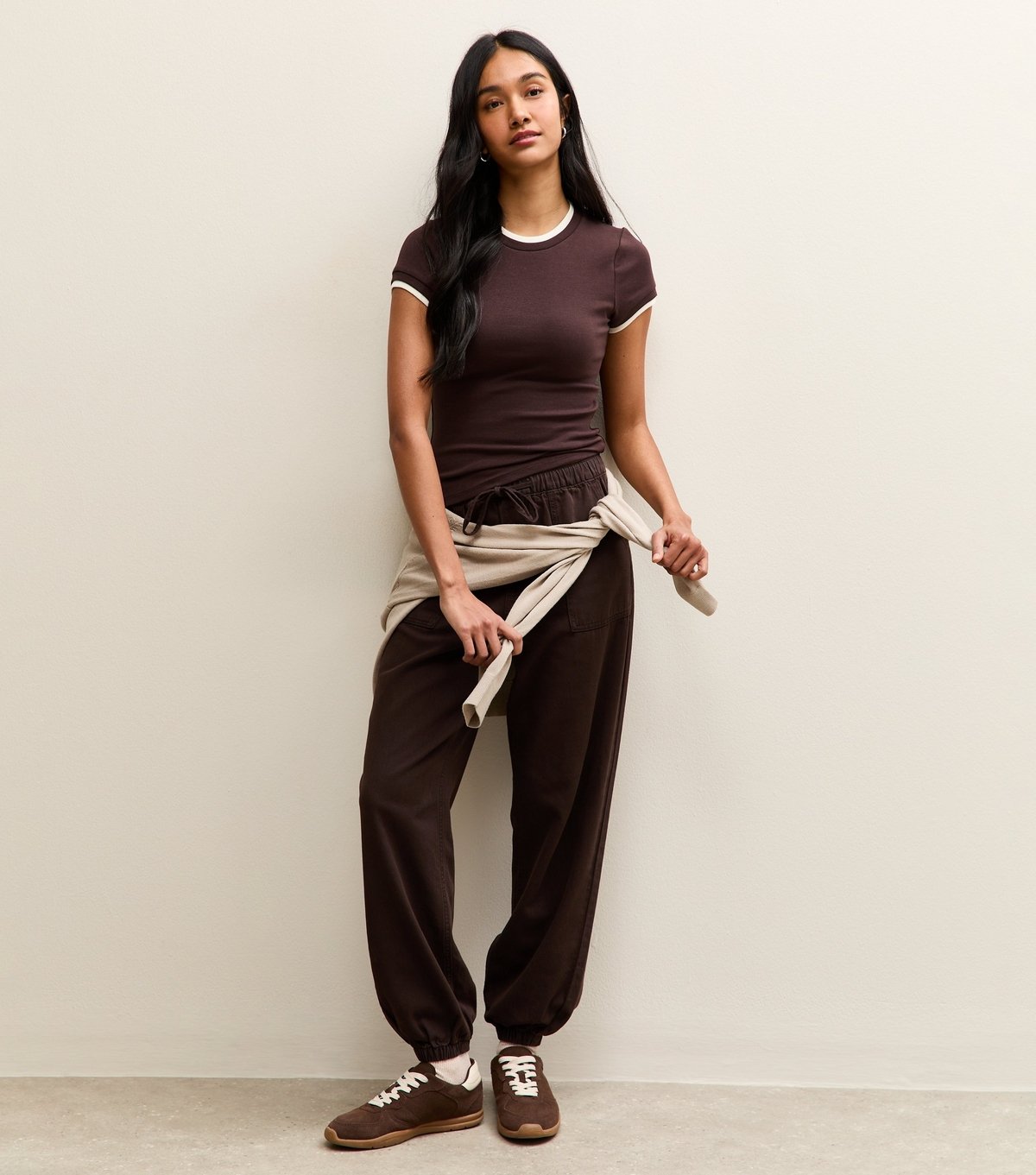 New Look Women's Brown Contrast Edge Baby Tee New Look - 3