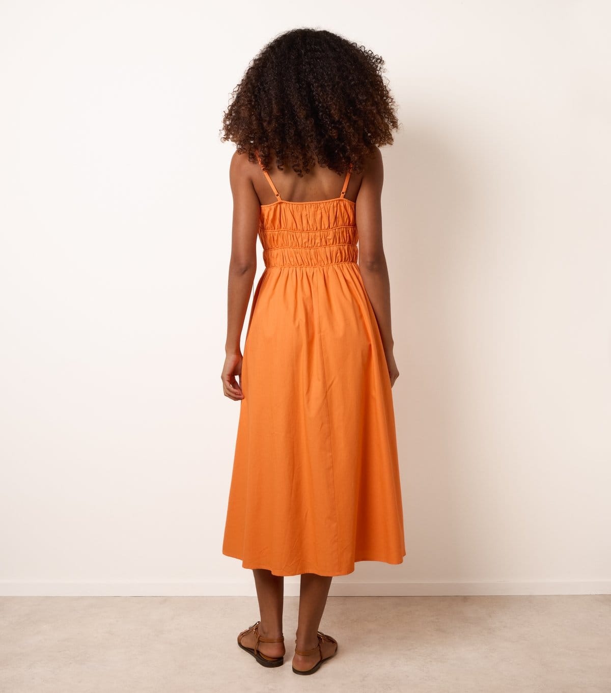 Blue Vanilla Women's Bright Orange Ruched Bust Strappy Midi Dress Blue Vanilla New Look - 4