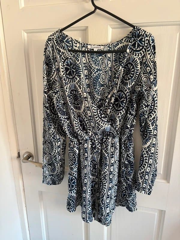 Glamorous Gorgeous blue print playsuit/beach cover over