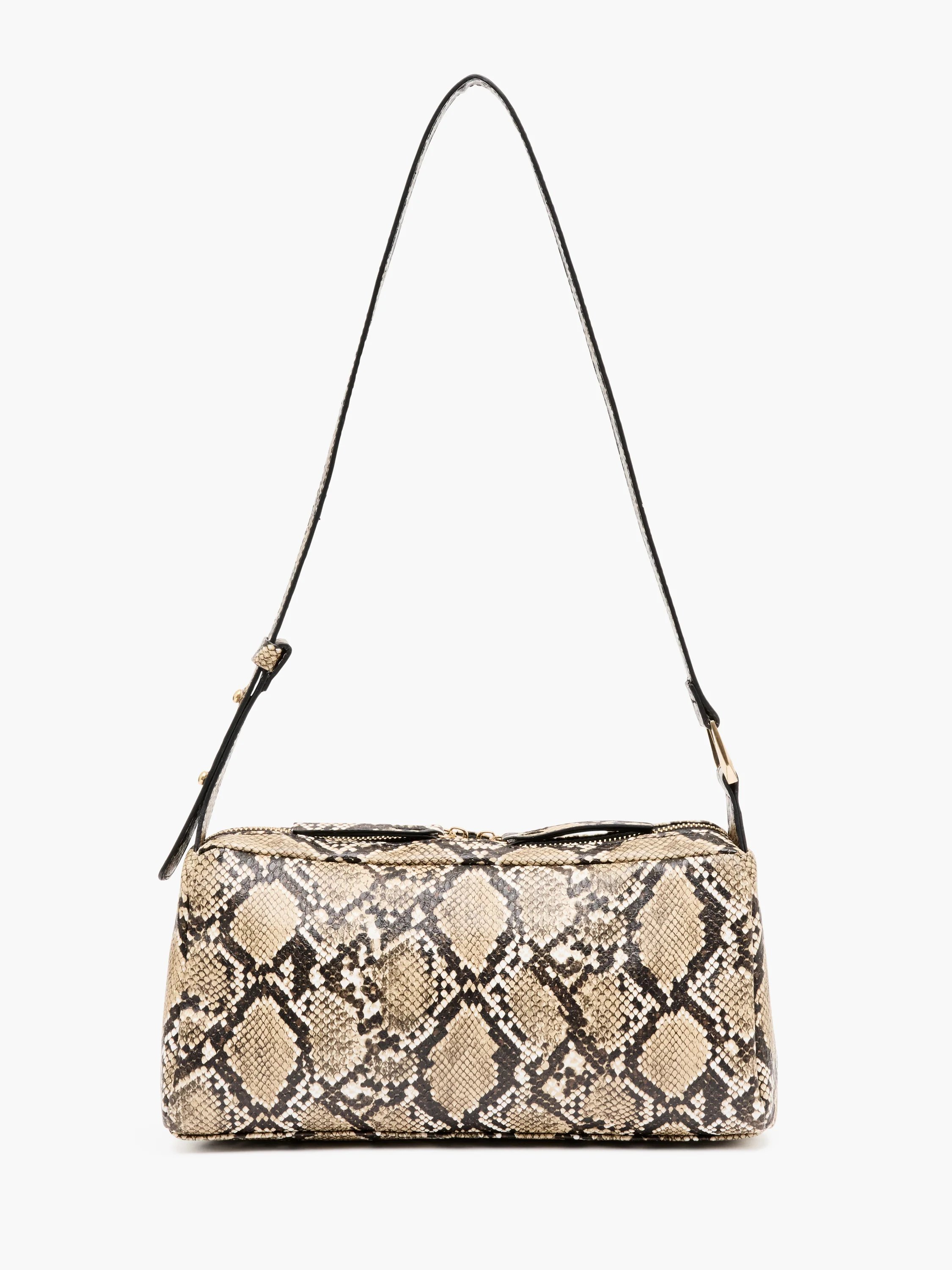 French Connection Snakeskin Handle Baguette Bag Python - 1