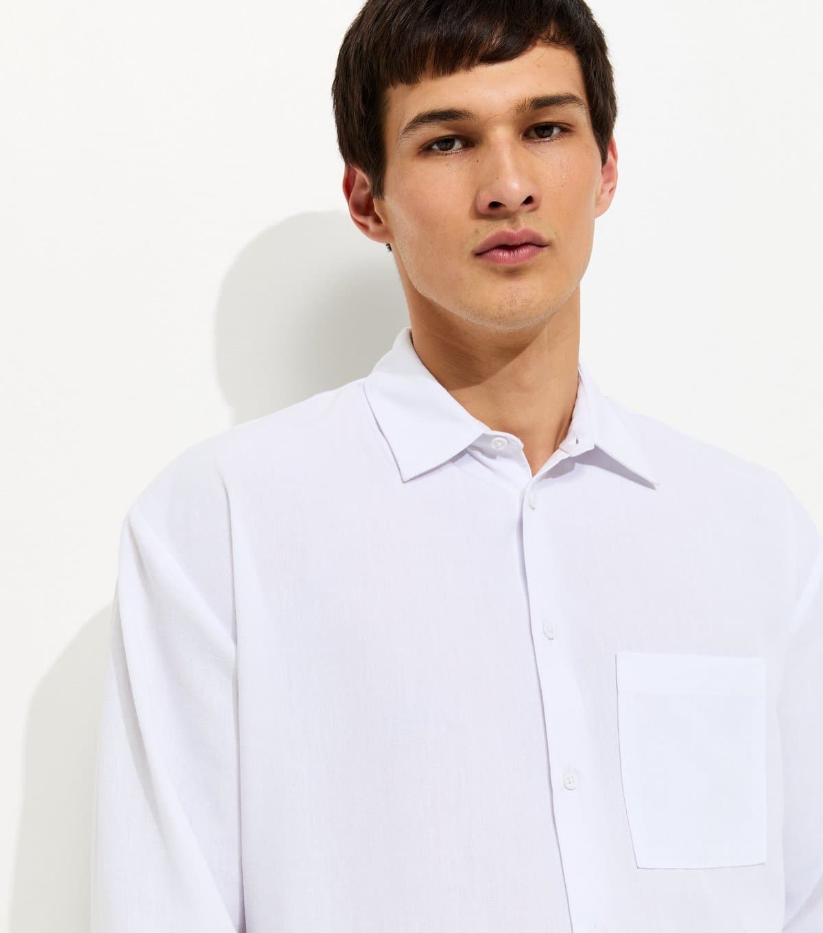 New Look Men's White Oversized Linen Look Shirt New Look