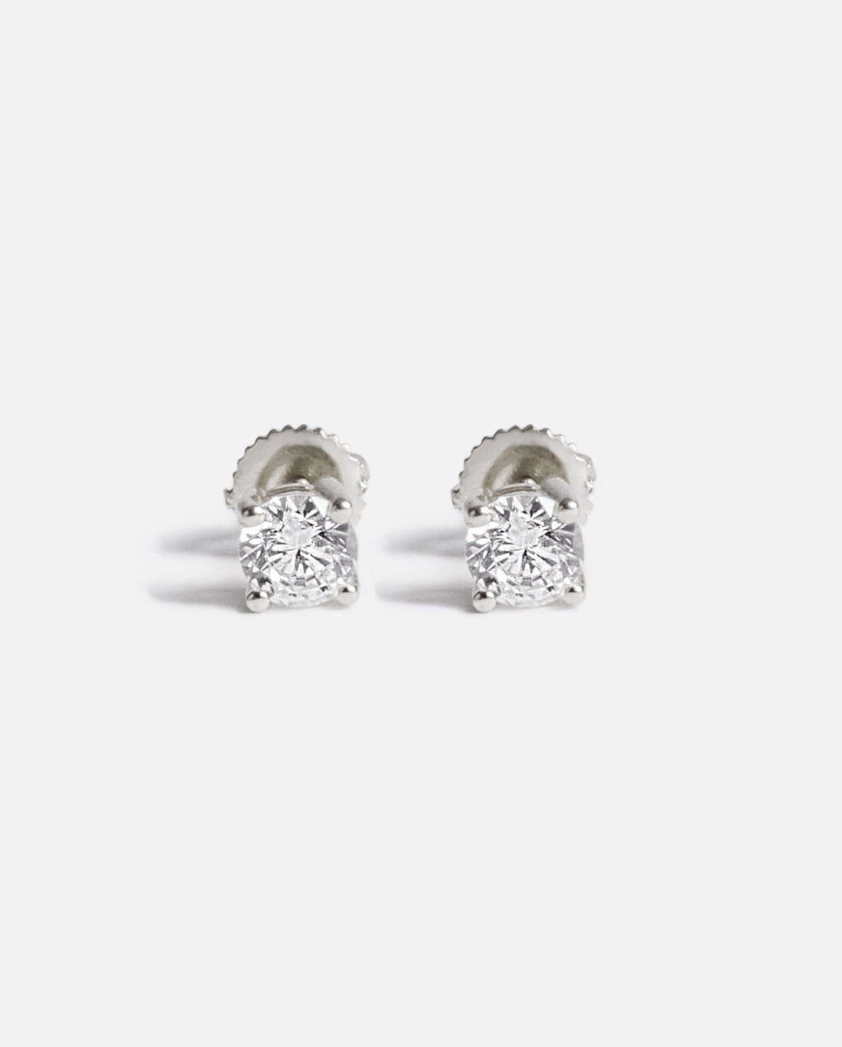 Cernucci Cernucci Men's Round Cut Stud Earrings 5mm - Silver in Metallic Silver - 1