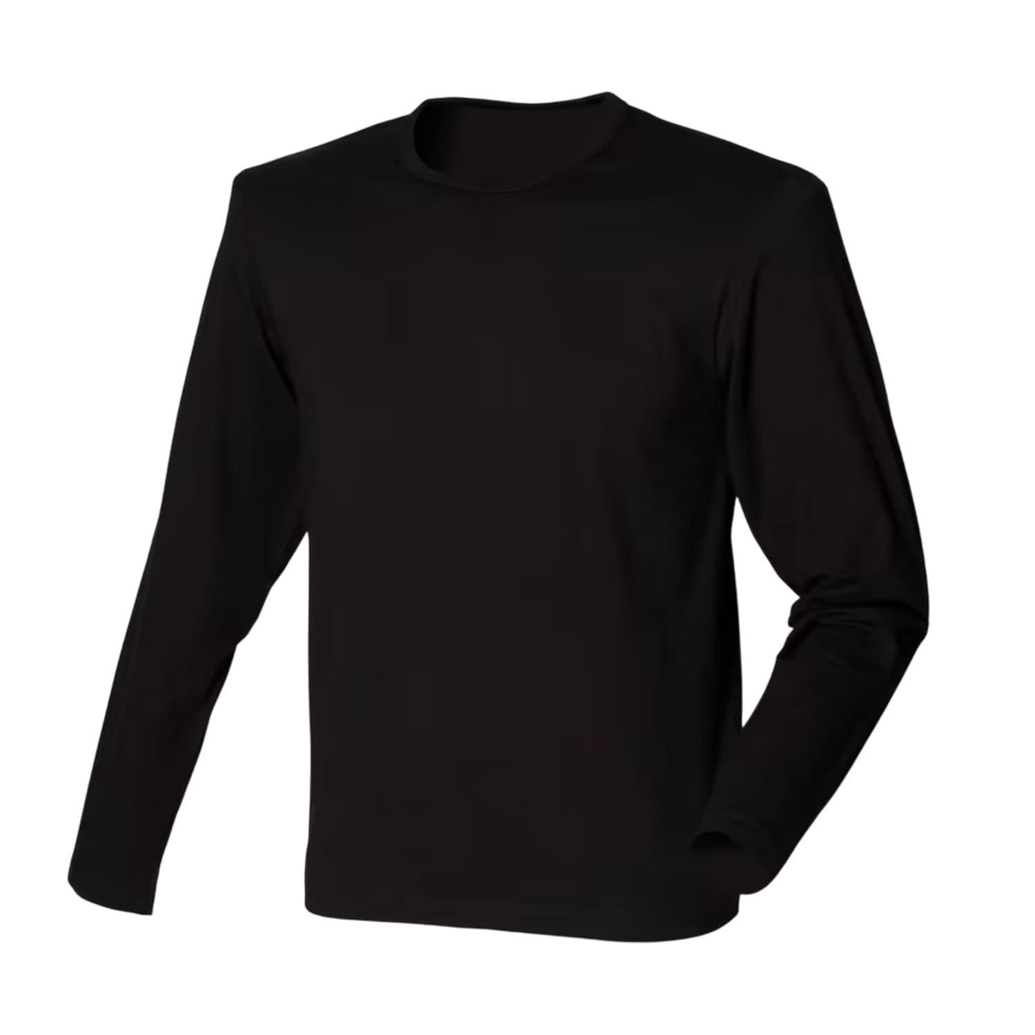 SF Men SF Men Black Long-Sleeved T-Shirt in Soft Touch Cotton-Elastane