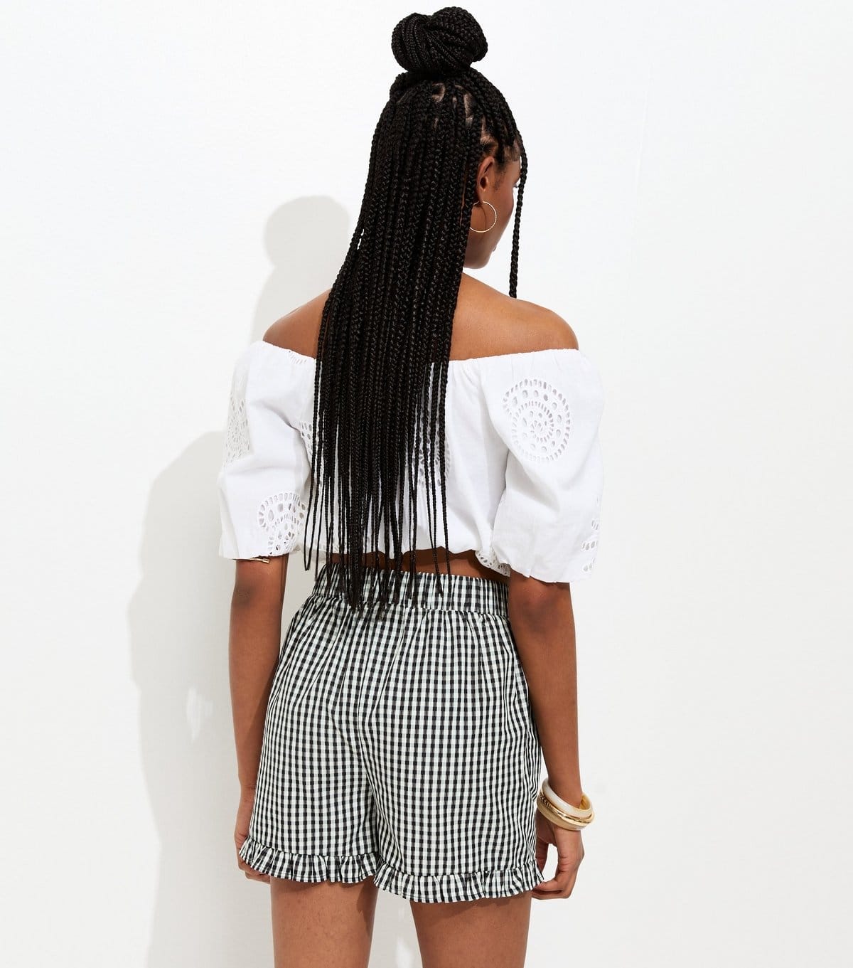 New Look Women's Black Gingham Frill Shorts New Look - 4