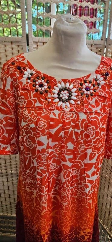 Monsoon Monsoon ombre silk blend embellished dress size 10