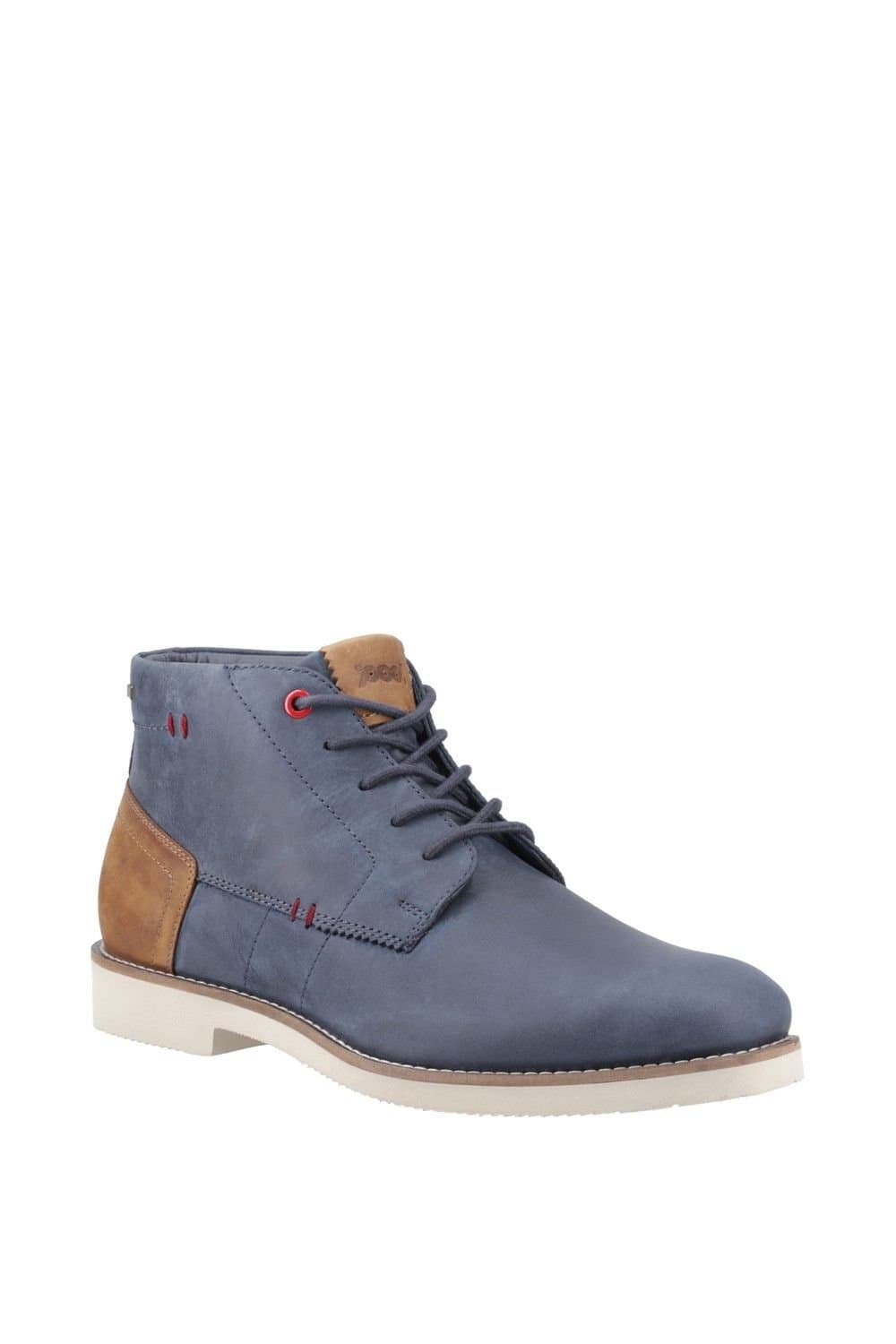 Pod Pod Men's Navy Italian Leather Chukka Boot
