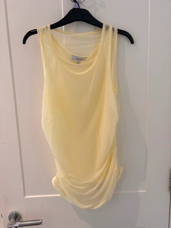 Topshop Topshop BN pastel yellow double layered vest top scoop neck sheer tank top sleeveless top