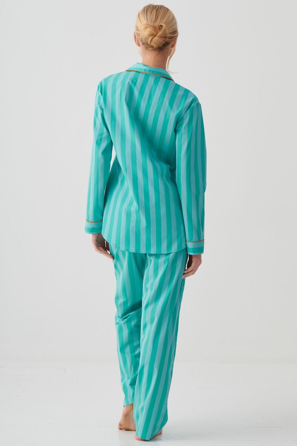 British Boxers British Boxers Women's "New York Turquoise Stripe" Crisp Cotton Pyjama Set - 3