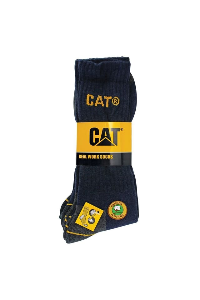 CAT CAT Men's 3 Pack Real Work Cotton Socks in Navy - 2