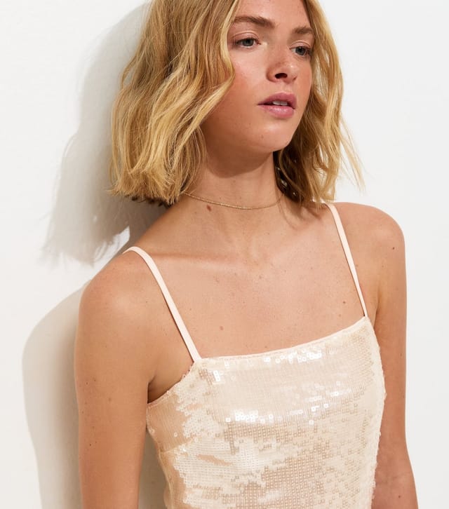 New Look Women's Cream Sequin Square Neck Midi Dress New Look - 2