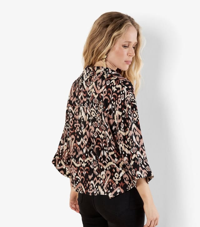 Apricot Women's Black Patterned Boxy Shirt Apricot New Look - 2