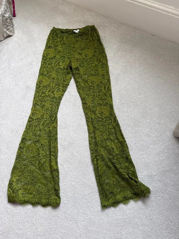 Never Fully Dressed Never Fully Dressed Olive Green Lace Trousers