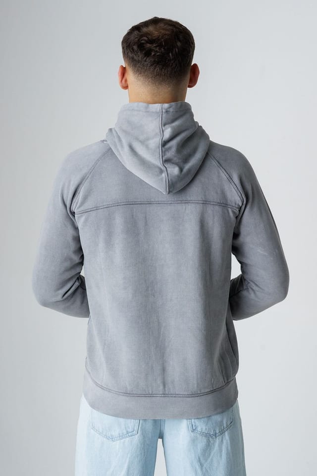 Influence Influence Men's Cotton Blend Acid Wash Hoody in Light Grey - 2