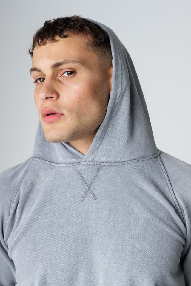 Influence Influence Men's Cotton Blend Acid Wash Hoody in Light Grey - 3