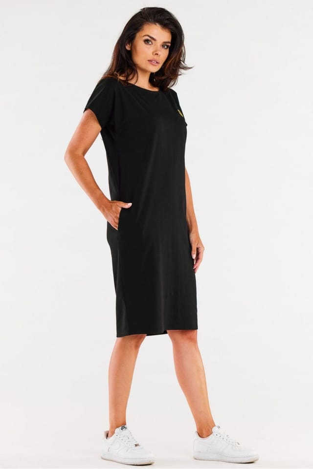 Love Lace Love Lace Women's Summer Cotton Elastane Short Sleeve Mini Dress in Black - 2