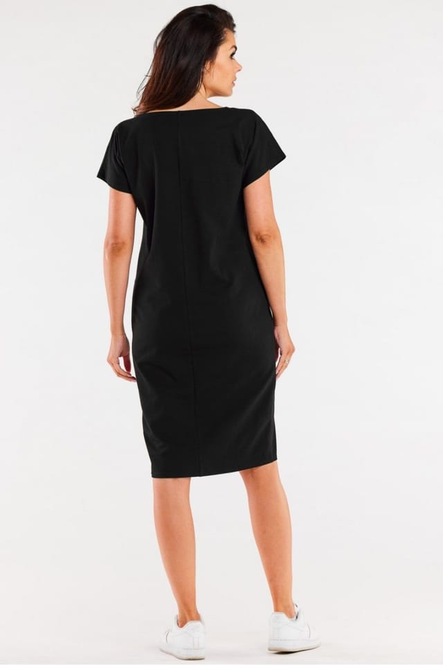 Love Lace Love Lace Women's Summer Cotton Elastane Short Sleeve Mini Dress in Black - 3
