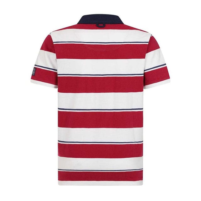 Lazy Jacks Lazy Jacks Men's Striped Short-Sleeved Rugby Polo Shirt in Dark Red - 2